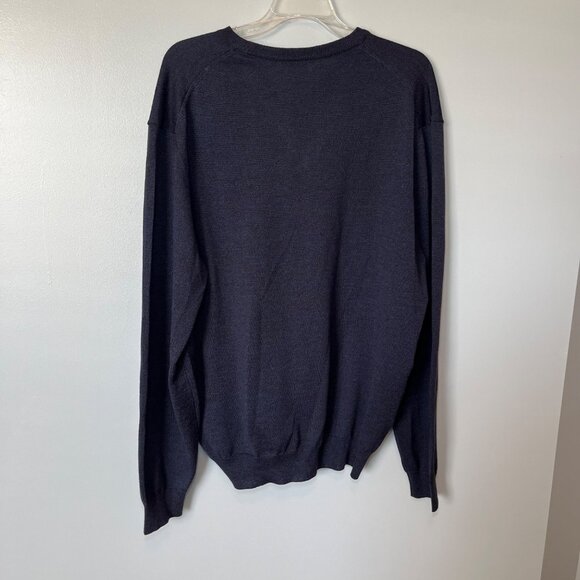 Toscano Firenze Mens Navy V-Neck Pull Over Merino Wool Sweater XXL - Picture 6 of 10